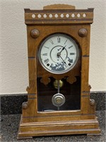 Antique Wooden Case Pendulum Mantle Clock