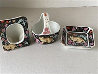 (3) Pieces Cat Themed Porcelain