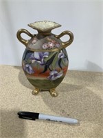 Nippon hand painted vase 7.5” tall