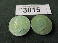 Two 1976 uncirculated Bicentennial dollars