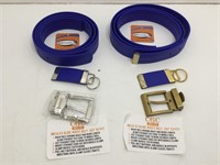 2 New Blue Belts. Nickel and Brass buckles. Cut