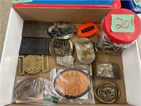 Collection of Belt Buckles, Winchester, Colt, and