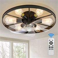 Black Ceiling Fan w/ Light & Remote  6-Speeds