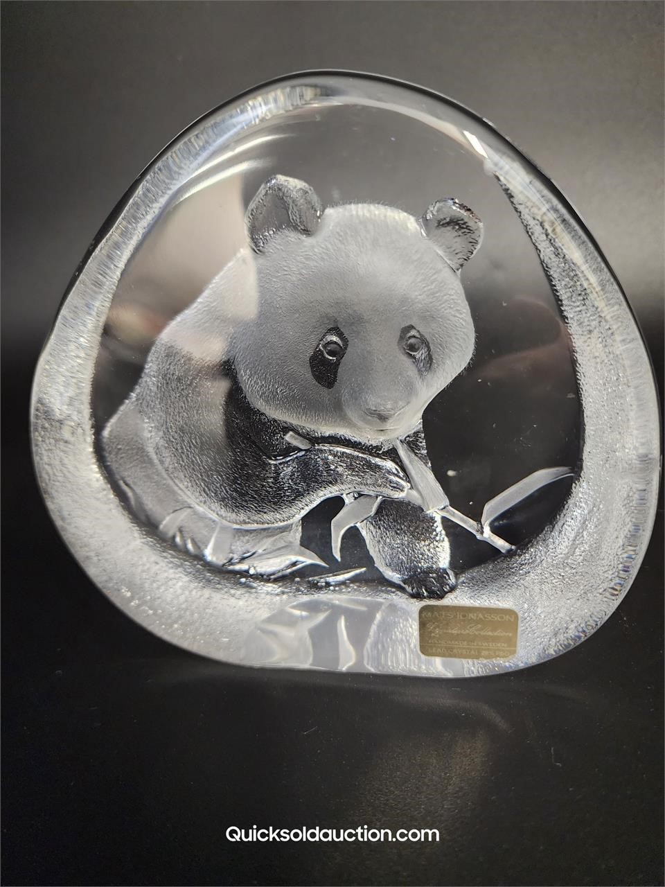 Mats Jonasson Signed Crystal #3363 Panda Paperweig