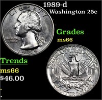 1989-d Washington Quarter 25c Grades GEM+ Unc