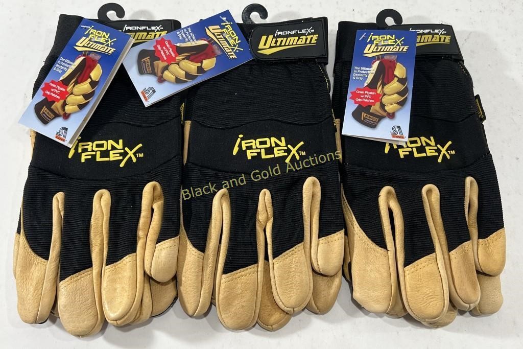 (3) New Ironflex Ultimate Pigskin Gloves