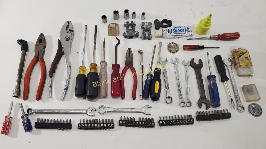 Assorted Screwdrivers,  Pliers, Bits, & More