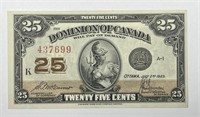 CANADA: 1923 25 Cent Fractional Note Uncirculated