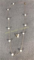 14kt Gold & Pearl Necklace & Earrings