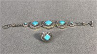 Sterling & Turquoise Bracelet & Ring