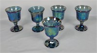 5 Indiana Carnival Glass Goblets