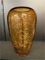 Amber string art glass vase
