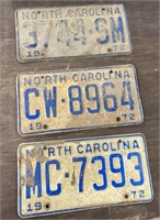 Three North Carolina Car Tags