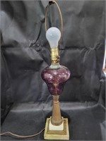 VTG Amethyst Glass & Brass on Marble Base Lamp