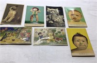 7 Squeaker Post Cards (1950's)