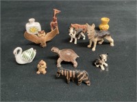 Miniature Animal Figurines with Vases