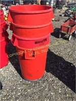 (4) POLY TRASH CANS W/ CAN DOLLY