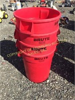 (4) BRUTE RED POLY TRASH CANS