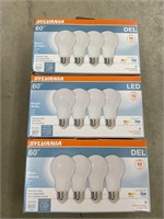 3 PACK 4PCS SYLVANIA 60W BRIGHT WHITE NON