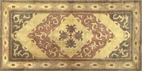 GREAT ANTIQUE HOOKED RUG - UNIQUE PATTERN