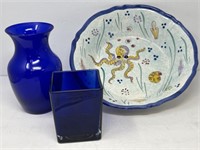 Made in Italy Octopus Pasta Bowl, Cobalt Vases