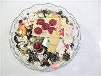 Crystal bowl full of vintage buttons