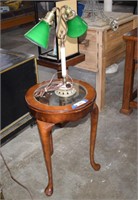 23" Tall SMall Queen Anne Leg Table w/Glass Insert