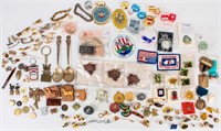 Large Lot Assorted Souvenir Pinbacks Buttons Other