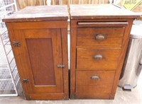 Primitive oak storage cabinet, 23" x 18" x 34" -