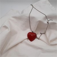 1 1/2" Metal Heart Necklace on a 29" Chain