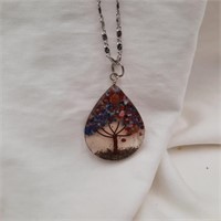 Tree of Life 1" Teardrop Necklace on a 22" Chain