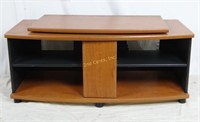 Television Stand Brown & Black Swivel Top