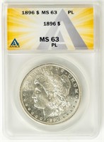 Coin 1896-P Morgan Silver Dollar-ANACS MS63 PL