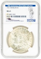 Coin 1921(P) Morgan Silver Dollar-NGC-MS63