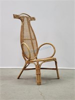 Highback Rattan Bamboo Butler's Chair