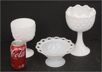 3 Milk Glass Dishes