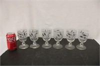 Vintage Libbey Wheat Floral Stemmed Water Goblets