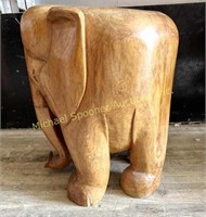 CARVED WOOD ELEPHANT STOOL