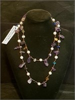 Amethyst & Pearl Hand Knotted Necklace