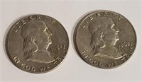 (2) Franklin Half Dollars, 1962 D, 1963 D