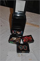 plastic drawered asian jewelry box with mirror