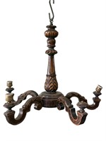 5 Light Wooden Fixture with Carvings