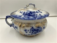 W.H Grindley Flow Blue Chamber Pot 1891-1914 DH