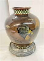 Rooster Pottery Vase w/ Stand