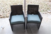 2 Plastic Type Wicker Patio Chairs Very nice!