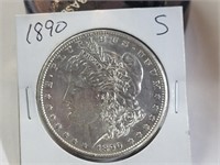 1890 S Morgan Silver Dollar Coin