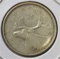 Silver 1960 Canadian quarter