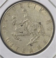 Silver 1962 5 shilling coin