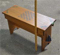 Solid wood checkers game bench - info