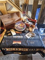 Native American crafting items, blanket, etc.